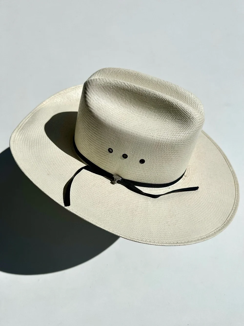 American Hat Co Para Panama Men's Wide-Brim Outback Hat Cream, Black Band, 7 1/8